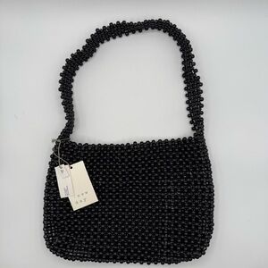 A New Day Elegant Black Beaded Shoulder Bag NWT